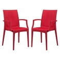 thumbnail image 1 of LeisureMod Fauteuil d'Appoint pour Salle à Manger de Patio Intérieur Extérieur en Tissage Hickory, Ensemble de 2 (Rouge), 1 of 5