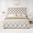 thumbnail image 1 of Beige queen - size marco cama con 4 almacenamiento cajones y adjustable cabecero, forrado platform marco cama almacenamiento, diamond - stitched button tufted, easy to assemble, no necesita co..., 1 of 7