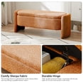 thumbnail image 3 of Lecut Storage Bench for Bedroom Sherpa Upholstery Oval Ottoman Bench for Living Room Modern End of Bed Storage Bench with Large Storage Space 47” Entryway Storage Bench Orange, 3 of 9