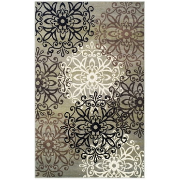 Leigh Modern Polypropylene Floral Medallion Indoor High Traffic Area Rug - 4' x 6', Blue