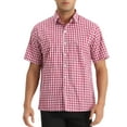 thumbnail image 1 of Camisas de vestir de cuadros INSPIRE CHIC para hombres, de manga corta, en color rojo, 1 of 6