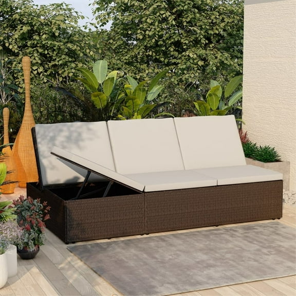 vidaXL Convertible Sun Bed with Cushion Poly Rattan Garden Sofa Multi Colors
