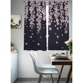 thumbnail image 4 of Spring Floral Sheer Curtains 2 Panels Set Japanese Watercolor Cherry Blossom Romantic Black Sheer Window Curtains Light Filtering Rod Pocket Voile Drapes for Bedroom Living Room 52"X72", 4 of 9