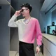 thumbnail image 5 of Ropa para hombre, sudaderas sin capucha, ajustadas, para hombre, jersey, camiseta de color degradado, sudadera de una pieza, holgada, de alta calidad, 5 of 5