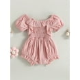 thumbnail image 4 of Bagilaanoe Newborn Baby Girl Summer Jumpsuit Shorts Print Short Sleeve Ruffle Bodysuit 3M 6M 12M 18M Infant Casual One Piece Romper, 4 of 8