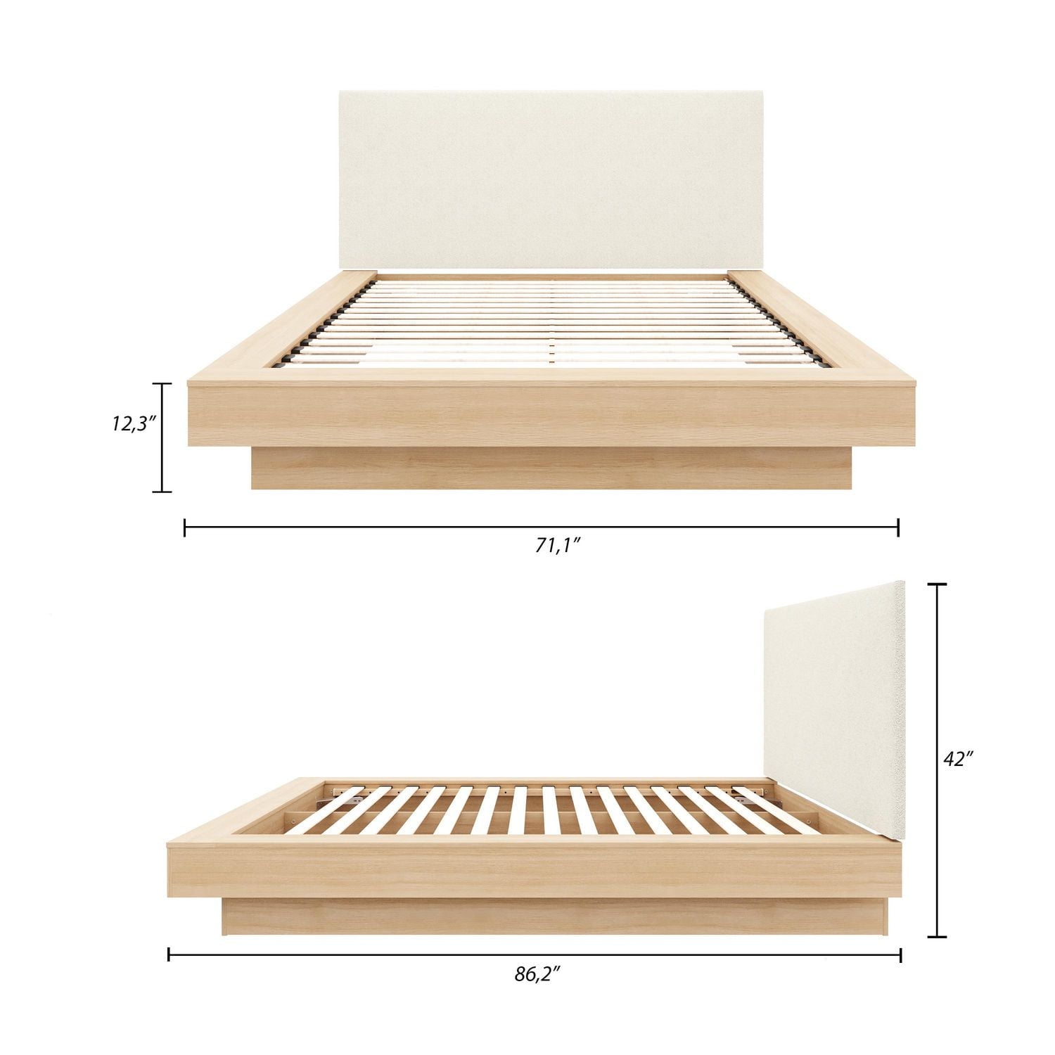 Marko Platform Bed with Upholstered Headboard