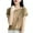 Khaki, variant on OSOLU Solid Color Loose Fit Ice Silk Knit T-Shirt Tshirts Tee For Women One Shoulder Design Short Sleeve Casual Tops Lightweight Basic Tee Leisure Women Tops Dressy Casual