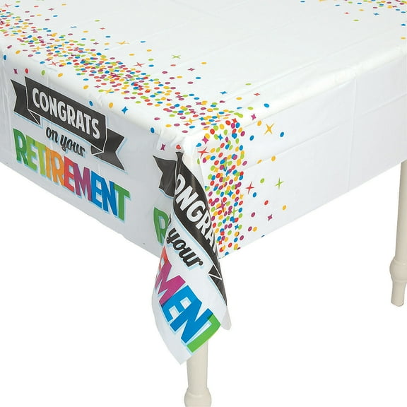 Fun Express 54" x 108" Retirement Plastic Tablecloth
