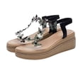 thumbnail image 2 of Flower Sandals Elastic Sloping Heels Thick Soles Casual Transparent Roman Women's Shoes Sandals for Women Black 38, 2 of 7