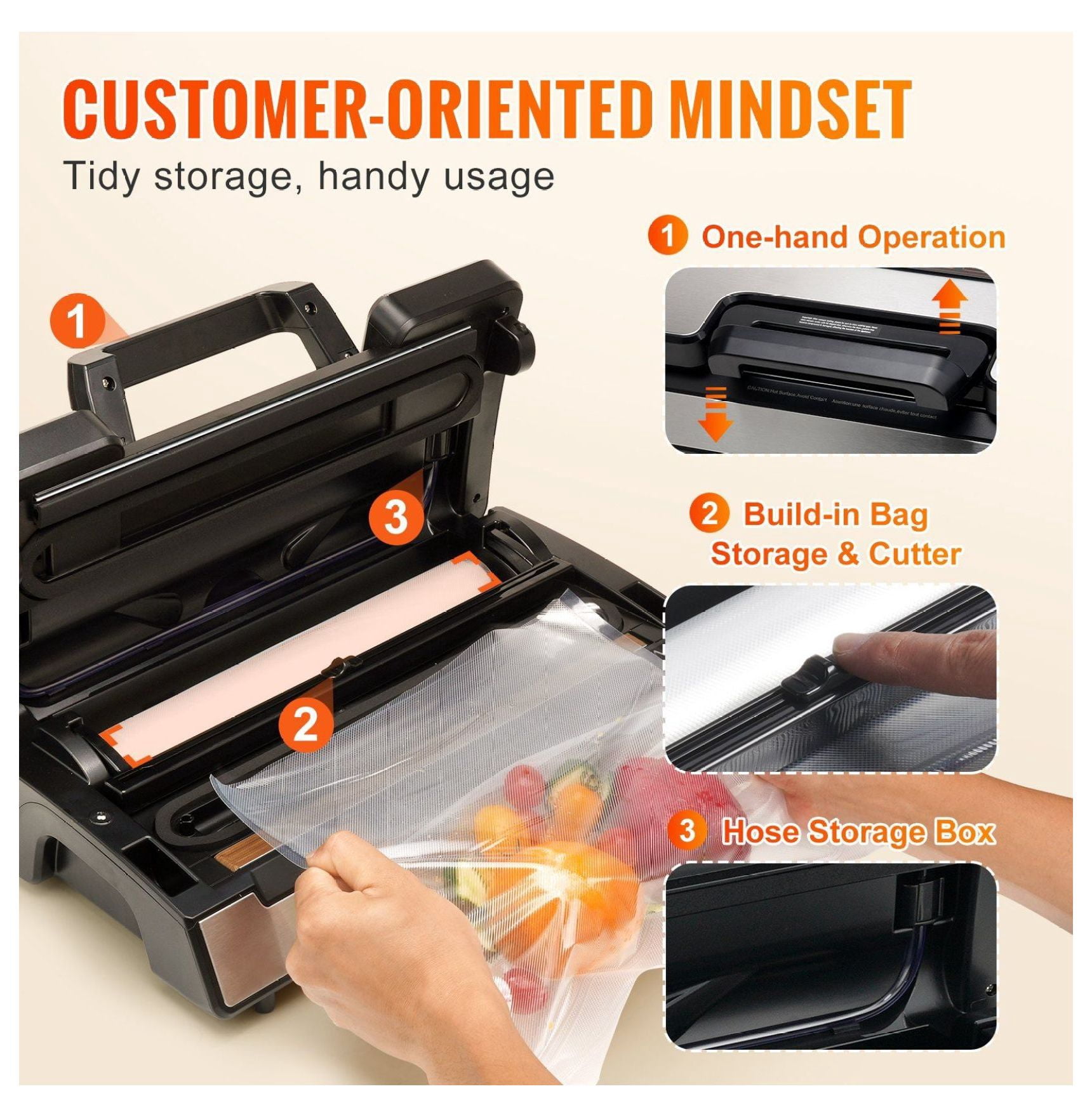 Vacuum Sealer Machine, 90Kpa Powerful Dual Pump, Automatic Food Sealer with Bags & Hose