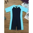 thumbnail image 3 of Yruioon Kids Shorty Wetsuit Surfing Swimsuits One Piece Children Rash Guard Swimwear Bathing Suits Navy Blue&Sky Blue 12, 3 of 7