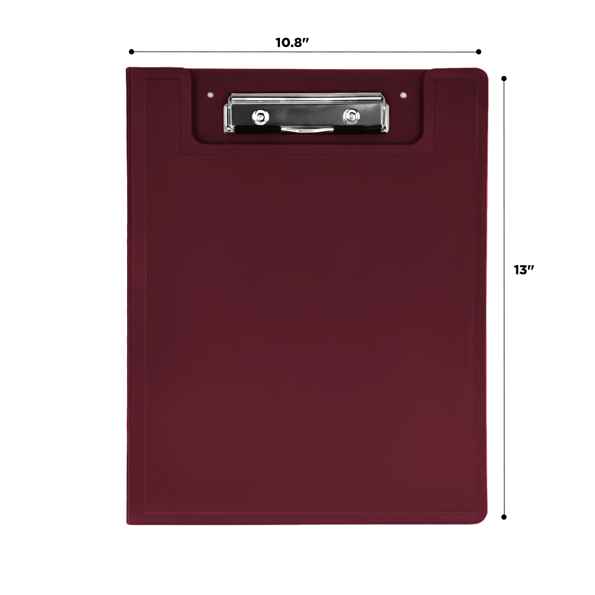 Carstens Heavy Duty Low-Profile Clipboard with Cover – Plastic, Burgundy