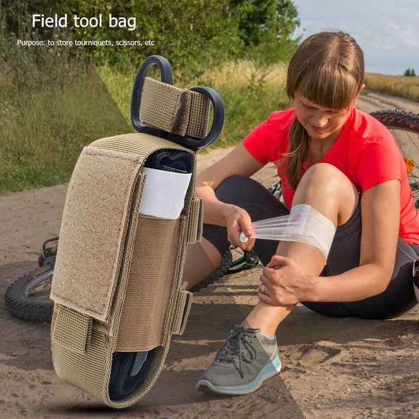 Escalada Bolsa de torniquete Funda de nailon para linterna Molle para exteriores (camello)