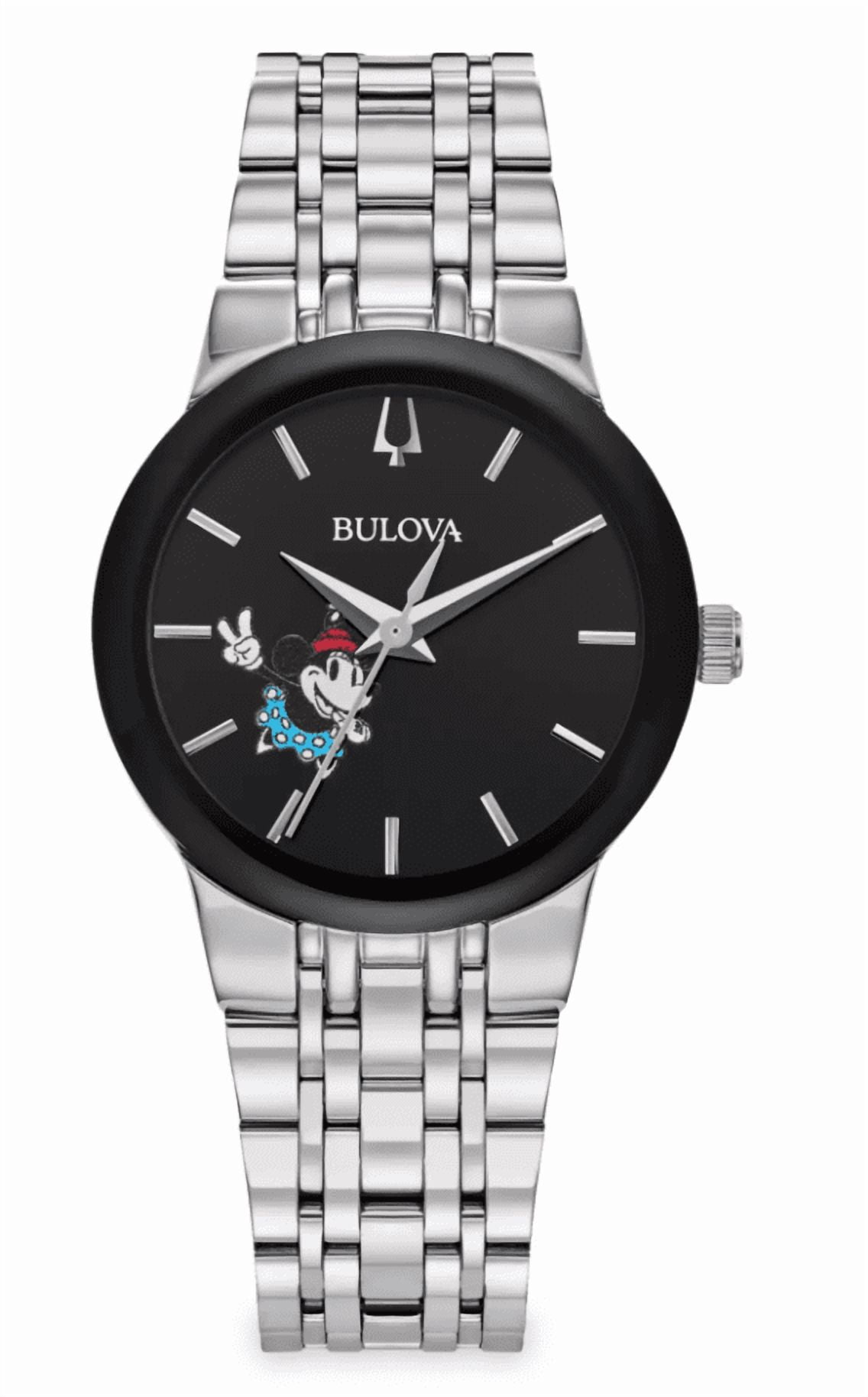 Disney Parks Adult Large Face Minnie Mouse Watch, Quartz Stainless