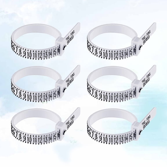 ELAYARD 6Pcs White Ring Gauge Durable Plastic Sizer with Adjustable Buckle for Comfortable Fit