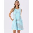 thumbnail image 3 of DARING DIVA Tie Dye Tank Dress Sleeveless Pockets Dress Large Tie Dye Grey Green, 3 of 8
