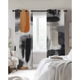 thumbnail image 4 of Black Geometric Blackout Curtains for Bedroom Living Room Darkening Curtains 63 Inches Long Abstract Orange Oil Painting Art Window Curtain 2 Panels Set Window Treatment Grommet Drapes 52"x63", 4 of 9