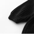 thumbnail image 5 of KaLI_store Little Girl Sweaters Girls Pullover Sweater Shawl Collar Cable Knit Fall Winter Sweaters Black,9-12 Months, 5 of 5