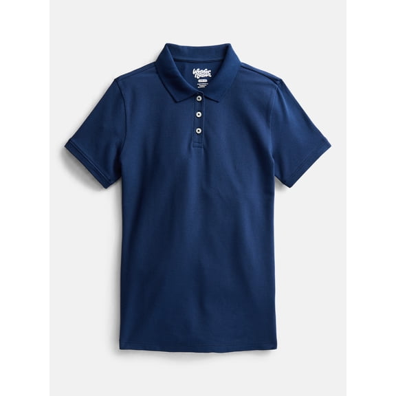 Wonder Nation Girls School Uniform Pique Polo Shirt with Short Sleeves, Size 4-18