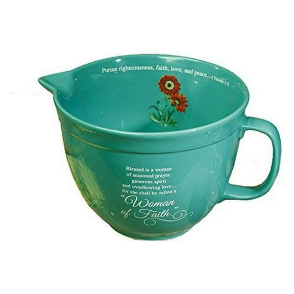 Abbey Gift Woman of Faith Ceramic Mixing Bowl,Blue,9.5 x 5.75 x 7.5"