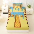 thumbnail image 3 of Erosebridal Light Blue Dripping Baseball Stitch & Waffle Letter T Graphic Twin Sheet Sets 3pcs, Alphabet Graphic Bedding for Boys And Girls Kids,Breathable Home Decor, 3 of 5