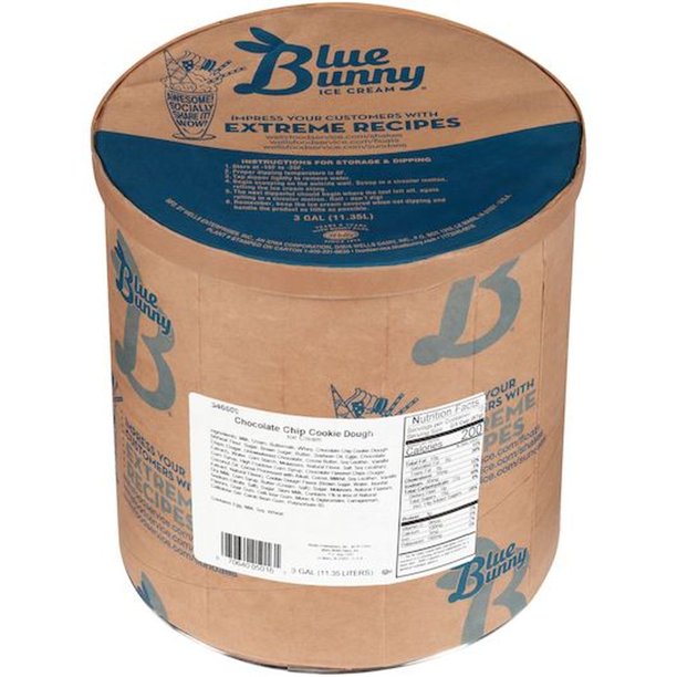 Blue Bunny Premium Chocolate Chip Cookie Dough Ice Cream, 3 Gallon Tub