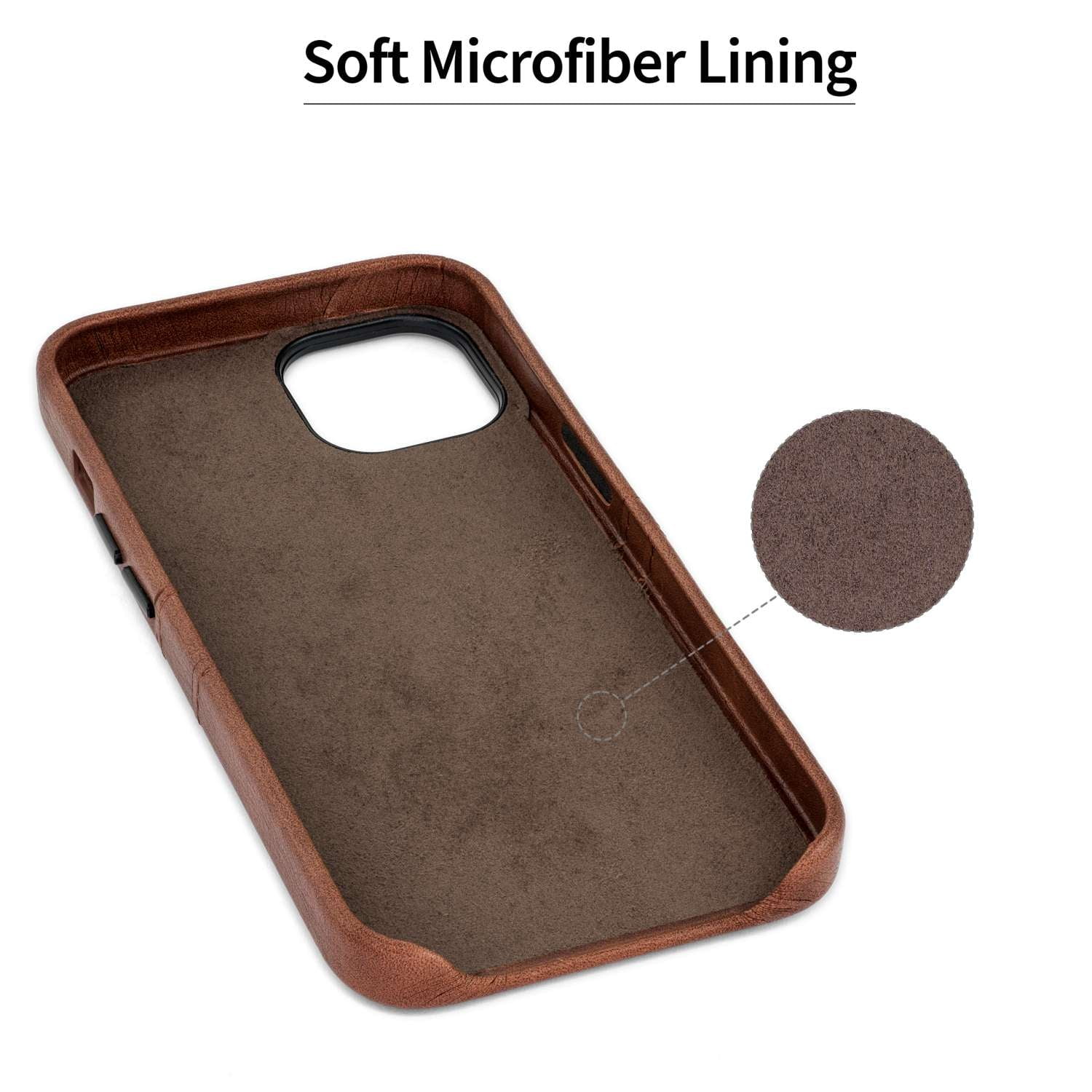 Dockem Card Case for iPhone 14 with Built-in Metal Plate for Magnetic Mounting & 2 Pockets: Exec M2 (Brown)