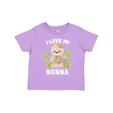 

Inktastic Cute Sloth I Love My Nonna with Green Leaves Boys or Girls Toddler T-Shirt