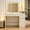 Beige, variant on ICEELF White Makeup Vanity Desk with Mirror and Lights, Glass Top Vanity with Jewelry Storage, Power Outlet, 3 Modes, 2 Drawers for Bedroom