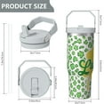 thumbnail image 5 of 1pc Shamrock 30oz Tumbler with Straw & Handle - Insulated Stainless Steel Cup | Holiday Gift for Man Women (Christmas, Valentine's, Birthday), 5 of 7