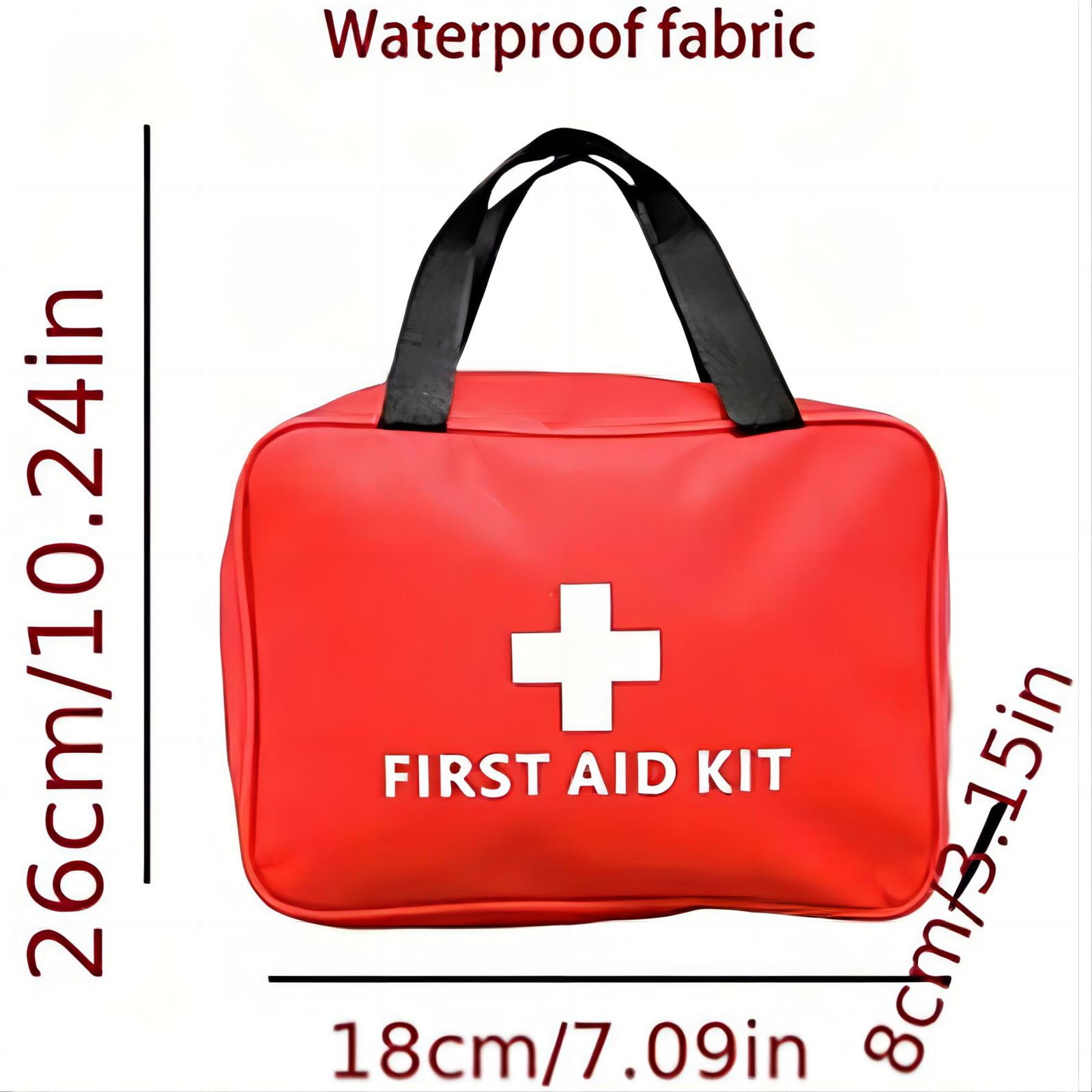 Empty First Aid Kit Bag - Red Medical Pouch with Multiple Compartments & Zippered Mesh Bags for Organizing Emergency Supplies, for Home, Car, Camping & Travel