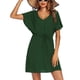 thumbnail image 1 of Traje de baño de manga corta para mujer, cuello en V, cintura corta con cordón, vestido para cubrir bikini, resistente y resistente, 1 of 3