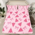 thumbnail image 2 of Homewish Cute Bowknot Bowtie Twin Sheet Sets,Cartoon Christmas Tree Twin Fitted Sheet,Pink Bow Ribbon Flat Sheet For Kids,Microfiber Bedroom Decor,3-Piece, 2 of 7