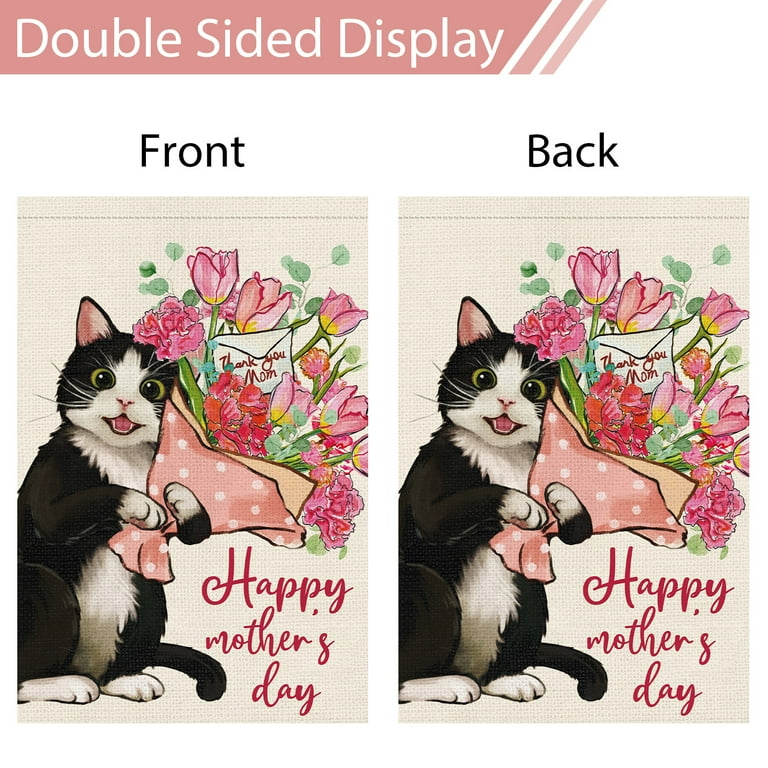 VOCHIC Happy Mother's Day Garden Flag 12x18 Double Sided Burlap