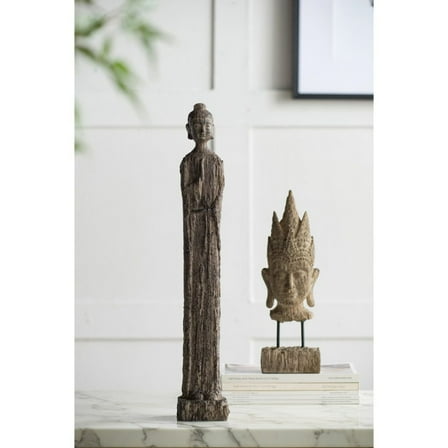 CC Home Furnishings Vintage Style Standing Buddha Idol Figurine - 23.75" - Brown