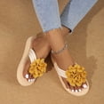 thumbnail image 3 of Rokment Flower Platform Flip Flops for Women Beach Boho Comfortale Chunky Mid Heel Memory Foam Slip on Dress Sandals Waterproof Quick-Dry Slides Slippers Indoor Outdoor Yellow Size 6.5, 3 of 8
