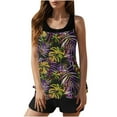 thumbnail image 3 of Womens Bathing Suits Tankinis with Shorts Cute Hawaii Tank Tops with Shorts Two Piece Tummy Control Tankini Swimsuits Yellow Swimsuits,Size S-2XL, 3 of 9