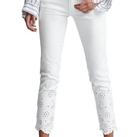 POLO RALPH LAUREN White Women's Tompkins Mid Rise Skinny Crop Jeans, 29, NWOT