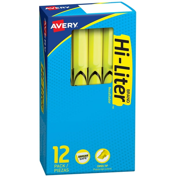 Avery HiLiter PenStyle Highlighters, Smear Safe Ink, Chisel Tip, 12