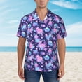 thumbnail image 2 of Sikiie White Skull Flower Print Men's Hawaiian Shirt, Summer Beach Button Pocket Short Sleeve T-Shirt,Medium, 2 of 7
