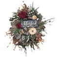 thumbnail image 1 of Guirnalda De Guepardo De Otoño Marco De Corona De Otoño Redondo Hecho A Mano Con Hojas Verdes Flores Guirnalda Decorativa Para Puerta Delantera Exterior Para Acción De Gracias Navidad Halloween Scienceny HA017329-00, 1 of 6