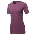 thumbnail image 2 of A2Y Women's Basic Solid Premium Cotton Short Sleeve Crew Neck T Shirt Tee Tops Egg Plant XL, 2 of 6