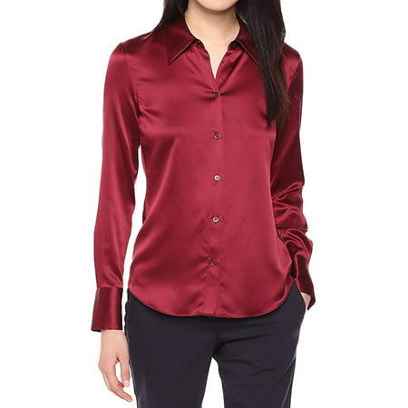 Theory Tops & Blouses - Womens Button Down Shirt Petite Stretch Satin ...
