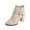Beige, variant on Black Ladies Suede Ankle Boots Mid Heel Side Zipper Belt Buckle Round Toe Casual Plus Size