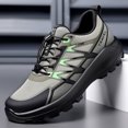 thumbnail image 2 of Men's Grey Green Contrast Mesh Outdoor Hiking Shoes Auto Quick Lace Rugged Non-Slip Trekking Trainers, 2 of 5
