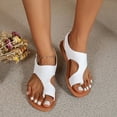 thumbnail image 5 of WIZUTIZ Womens Beach Sandals Flat Sandals Women's Sandals Workout Comfortable Elastic Beach Sandals Pull-On Round Toe Shoes Flat Heel (O"-1) Medium Solid Sandals Beach On-trend Low Spend White, 5 of 5