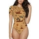 thumbnail image 1 of Fotbe Brown Mushrooms Body de Mujer con Cuello Redondo y Mangas Cortas, Sin Mangas Ajustado, Suave, Cómodo y Básico-Large, 1 of 7