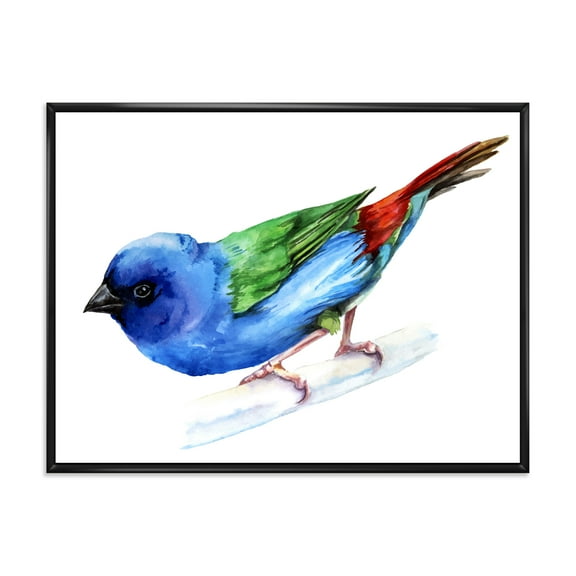 Designart 'Forbes Finch Bird On Branch' Traditional Framed Canvas Wall Art Print