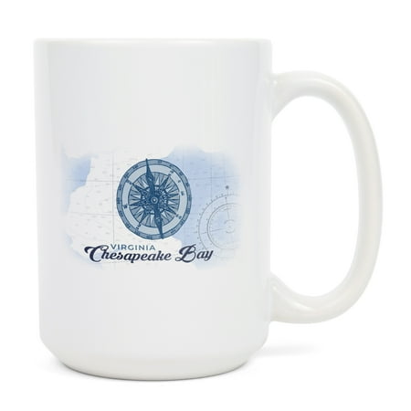 

15 fl oz Ceramic Mug Chesapeake Bay Viriginia Compass Blue Coastal Icon Dishwasher & Microwave Safe