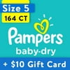 [Save $10] Size 5 Pampers Baby-Dry Diapers, 164 Total Diapers
